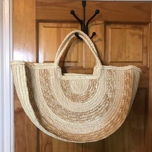 South Beach Half Moon Straw Beach Bag